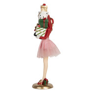 Clayre &amp; Eef | Decoratie Vrouw Roze Wit 10x10x36 cm | 6PR5769