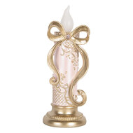 Clayre &amp; Eef | Decoratie kaars met LED Goudkleurig Roze 10x10x25 cm / 2xAAA | 6PR5776