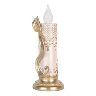 Clayre &amp; Eef | Decoratie kaars met LED Goudkleurig Roze 10x10x25 cm / 2xAAA | 6PR5776
