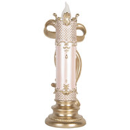 Clayre &amp; Eef | Decoratie kaars met LED Goudkleurig Roze 13x12x34 cm / 2xAA | 6PR5777