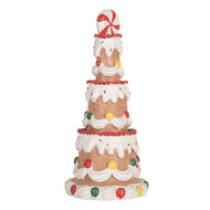 Clayre &amp; Eef | Decoratie taart Bruin Wit &oslash; 10x22 cm | 6PR5779
