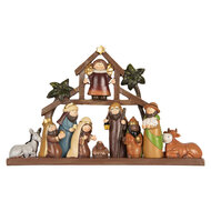 Clayre &amp; Eef | Kerstdecoratie Kerstgroep Bruin Rood 32x5x20 cm | 6PR5895