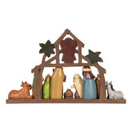 Clayre &amp; Eef | Kerstdecoratie Kerstgroep Bruin Rood 32x5x20 cm | 6PR5895
