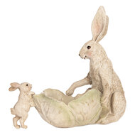 Clayre &amp; Eef | Decoratie Konijnen met schaal Beige 29x14x26 cm | 6PR5905