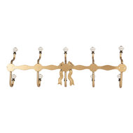 Clayre &amp; Eef | Wandkapstok 5 haken Goudkleurig Wit 50x7x17 cm | 6Y5956
