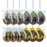 Clayre &amp; Eef | Decoratie Hanger Ei (set 12) Meerkleurig &oslash; 4x5 cm | 65904
