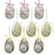 Clayre &amp; Eef | Decoratie Hanger Ei (set 9) Meerkleurig &oslash; 5x8 cm | 65906