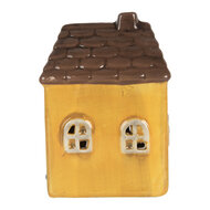Clayre &amp; Eef | Decoratie Huisje met LED Geel Bruin 7x6x10 cm | 6CE2268