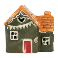 Clayre &amp; Eef | Decoratie Huisje met LED Groen Oranje 8x6x8 cm | 6CE2270