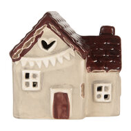 Clayre &amp; Eef | Decoratie Huisje met LED Beige Rood 8x6x8 cm | 6CE2271