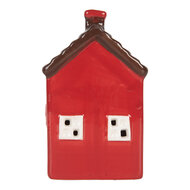 Clayre &amp; Eef | Decoratie Huisje met LED Rood Bruin 6x6x10 cm | 6CE2273