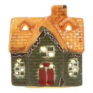 Clayre &amp; Eef | Decoratie Huisje met LED Groen Oranje 8x5x8 cm | 6CE2282