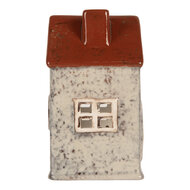 Clayre &amp; Eef | Theelichthouder Kerst Huisje Grijs Rood 8x7x13 cm | 6CE2284