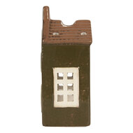 Clayre &amp; Eef | Theelichthouder Kerst Huisje Groen Bruin 8x6x16 cm | 6CE2285