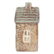 Clayre &amp; Eef | Theelichthouder Kerst Huisje Beige Groen 9x6x13 cm | 6CE2291