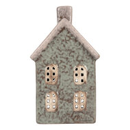 Clayre &amp; Eef | Theelichthouder Kerst Huisje Groen Roze 8x7x14 cm | 6CE2292
