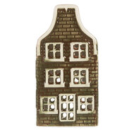 Clayre &amp; Eef | Theelichthouder Kerst Huisje Groen Rood 7x7x14 cm | 6CE2298