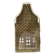 Clayre &amp; Eef | Theelichthouder Kerst Huisje Groen Rood 7x7x14 cm | 6CE2298