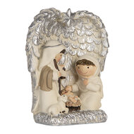 Clayre &amp; Eef | Kerstdecoratie Kerstgroep Zilverkleurig Wit 12x6x13 cm | 6PR5896