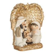 Clayre &amp; Eef | Kerstdecoratie Kerstgroep Goudkleurig Wit 12x6x13 cm | 6PR5898