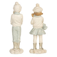 Clayre &amp; Eef | Kerstdecoratie Kinderen set van 2 Wit Groen 5x4x11 cm | 6PR5917