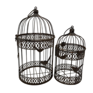 Decoratie vogelkooi set van 2 bruin roest  &Oslash;19 x 36cm - &Oslash;15 x 28cm | 819212-3 | Hang staand | Stoer &amp; Sober Woonstijl