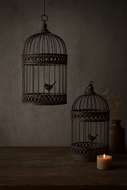 Decoratie vogelkooi set van 2 bruin roest  &Oslash;19 x 36cm - &Oslash;15 x 28cm | 819212-3 | Hang staand | Stoer &amp; Sober Woonstijl