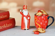 Dekoratief | Sint staand, wuivend, rood/wit, resina, 7x6x18cm | A255067