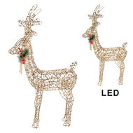 Clayre &amp; Eef | Kerstdecoratie Rendier met LED Goudkleurig 63x17x106 / 3xAA | 66310