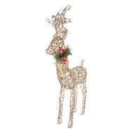 Clayre &amp; Eef | Kerstdecoratie Rendier met LED Goudkleurig 63x17x106 / 3xAA | 66310