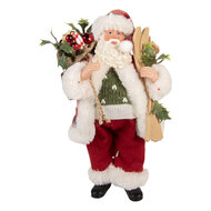 Clayre &amp; Eef | Kerstdecoratie Kerstman Rood Wit 16x13x27 cm | 66356
