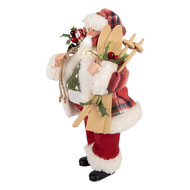 Clayre &amp; Eef | Kerstdecoratie Kerstman Rood Wit 16x13x27 cm | 66356