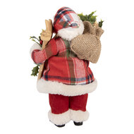 Clayre &amp; Eef | Kerstdecoratie Kerstman Rood Wit 16x13x27 cm | 66356