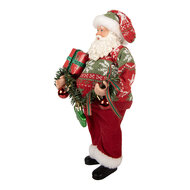 Clayre &amp; Eef | Kerstdecoratie Kerstman Rood Groen 16x11x27 cm | 66357