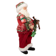 Clayre &amp; Eef | Kerstdecoratie Kerstman Rood Groen 16x11x27 cm | 66357