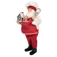 Clayre &amp; Eef | Kerstdecoratie Kerstman Rood Wit 16x9x26 cm | 66358