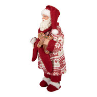 Clayre &amp; Eef | Kerstdecoratie Kerstman Rood Wit 15x11x28 cm | 66360