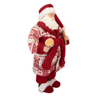 Clayre &amp; Eef | Kerstdecoratie Kerstman Rood Wit 15x11x28 cm | 66360
