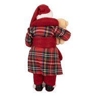 Clayre &amp; Eef | Kerstdecoratie Kerstman Rood Groen 16x11x28 cm | 66362