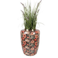 Clayre &amp; Eef | Decoratie Vaas Groen Roze &oslash; 33x44 cm | 66376