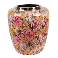 Clayre &amp; Eef | Decoratie Vaas Geel Roze &oslash; 33x36 cm | 66379