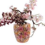 Clayre &amp; Eef | Decoratie Vaas Geel Roze &oslash; 33x36 cm | 66379