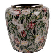 Clayre &amp; Eef | Decoratie Vaas Grijs Roze &oslash; 25x25 cm | 66380