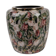 Clayre &amp; Eef | Decoratie Vaas Grijs Roze &oslash; 25x25 cm | 66380