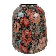 Clayre &amp; Eef | Decoratie Vaas Roze Groen &oslash; 21x25 cm | 66384