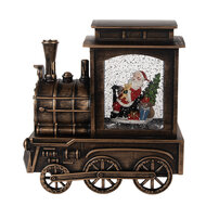 Clayre &amp; Eef | Kerstdecoratie Locomotief met Kerstman Bruin 20x9x21 cm / 3xAA | 66413