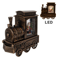 Clayre &amp; Eef | Kerstdecoratie Locomotief met Kerstman Bruin 20x9x21 cm / 3xAA | 66413