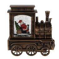 Clayre &amp; Eef | Kerstdecoratie Locomotief met Kerstman Bruin 20x9x21 cm / 3xAA | 66413