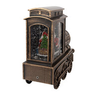 Clayre &amp; Eef | Kerstdecoratie Locomotief met Kerstman Bruin 20x9x21 cm / 3xAA | 66413