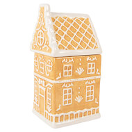 Clayre &amp; Eef | Voorraadpot Deksel Bruin Wit 13x11x24 cm | 6CE2367